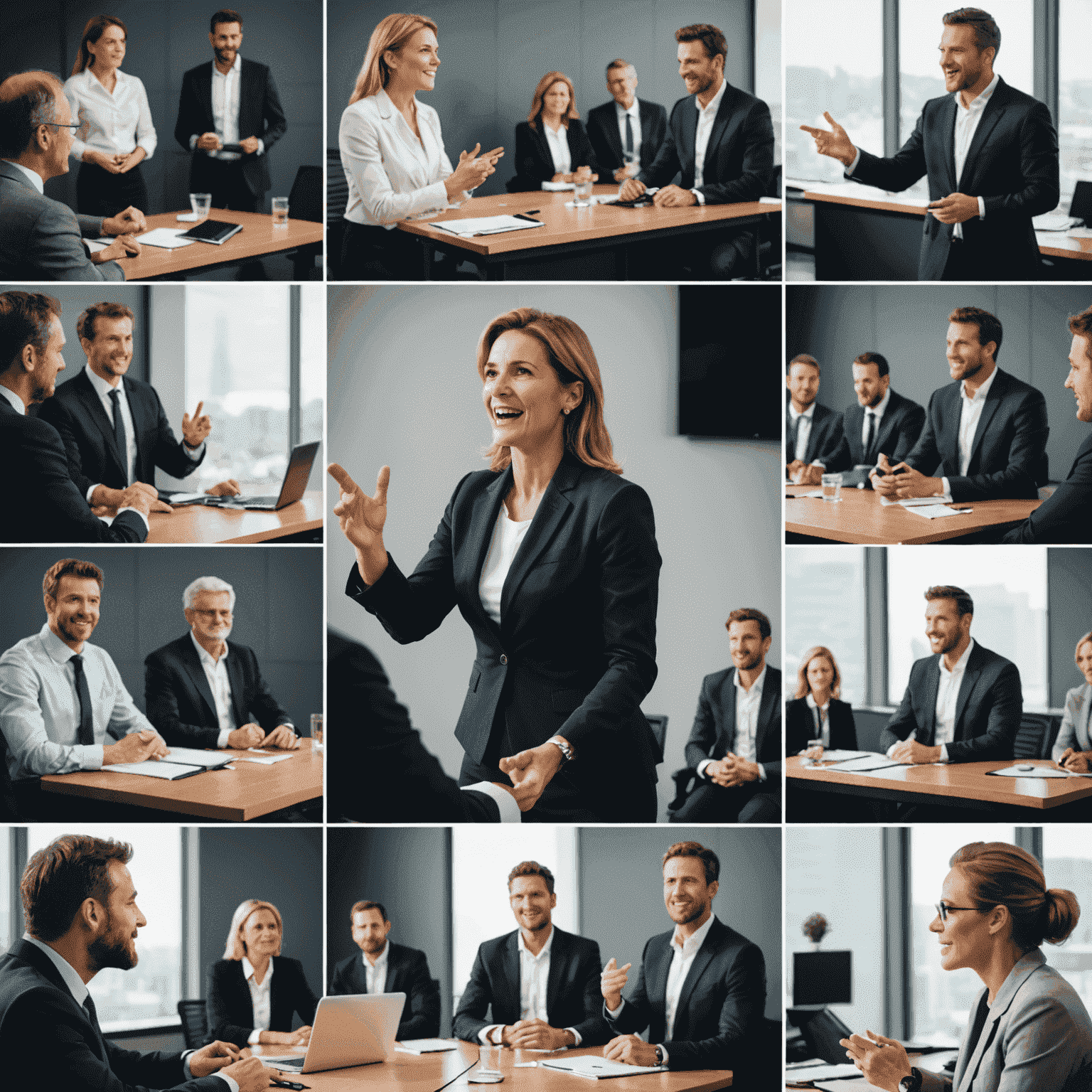 A montage of a speaker demonstrating different techniques: redirecting a question, admitting uncertainty, and bridging to a key message. The images show positive body language and engaged audience reactions.